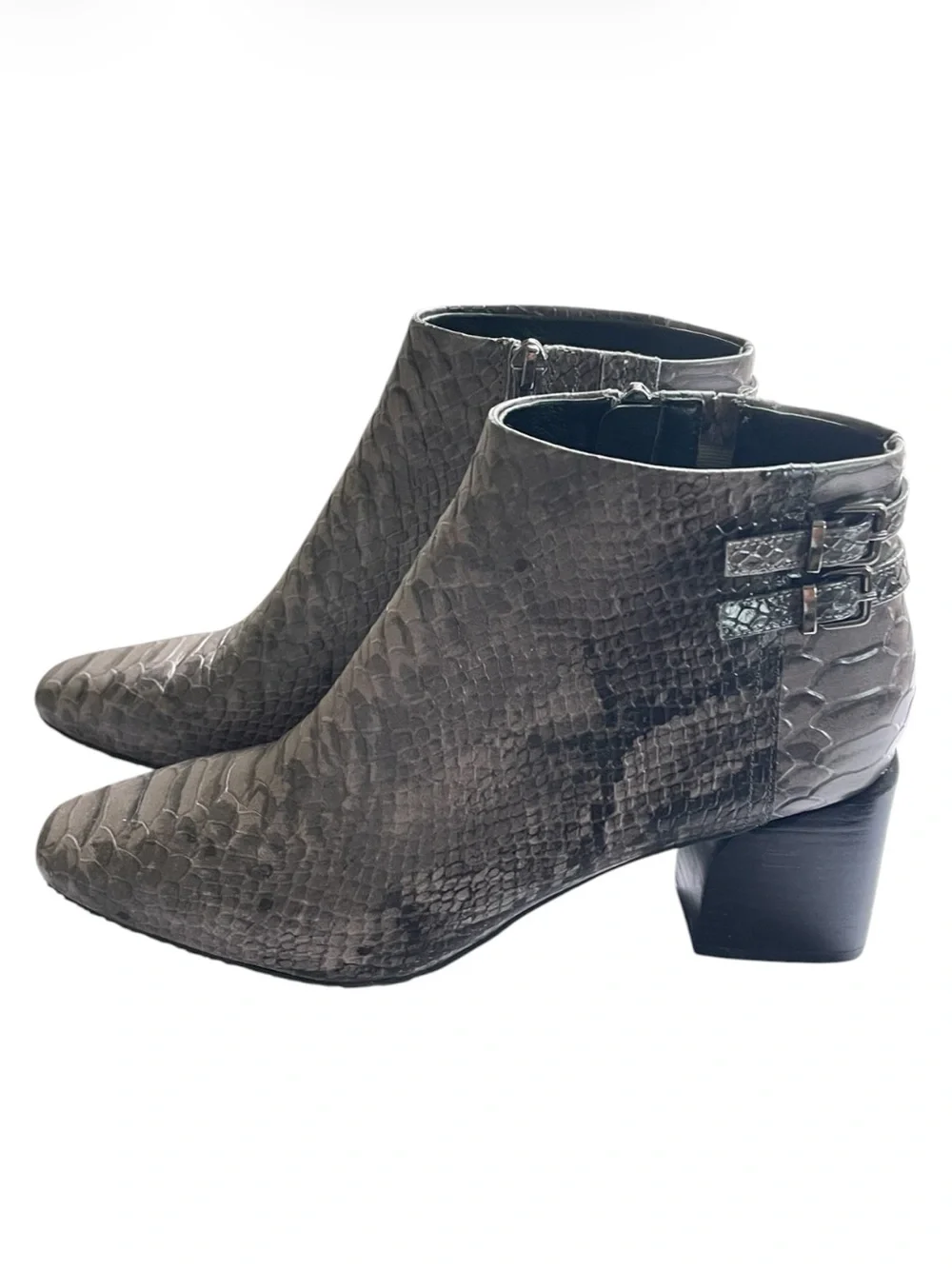Donald J. Pliner Alek Grey Snake-Embossed Leather Ankle Boots
